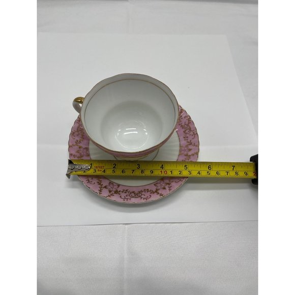 Vintage Chase Tea Cup Saucer Pink Gold Footed Hand Decorated - Picture 6 of 7